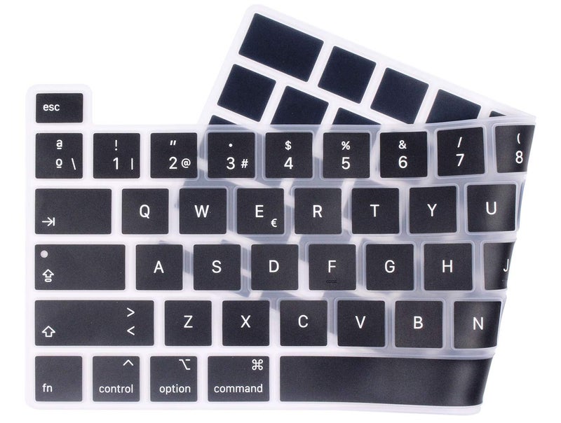 UHamn Spanish Language Silicone Keyboard Cover Skin Compatible with 2020 2019 MacBook Pro 16 inch with Retina Display Model A2141, 2022 2021 2020 MacBook Pro 13 inch with M2/M1 Chip A2338 A2289 A2251 (Black - Image 1